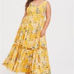 Torrid Yellow Floral Challis Maxi Dress